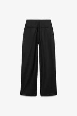 ZARA БРЮКИ С ЗАЩИПАМИ — ZW COLLECTION, ЧЕРНЫЙ