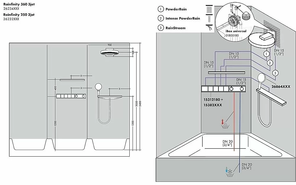 Верхний душ Hansgrohe Rainfinity 360 3jet 26234700