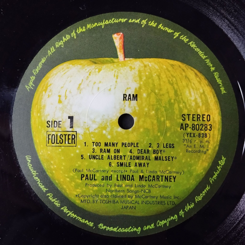 Винтажная виниловая пластинка LP Paul And Linda McCartney Ram (Japan 1971) (No Obi) Heart Of The Country