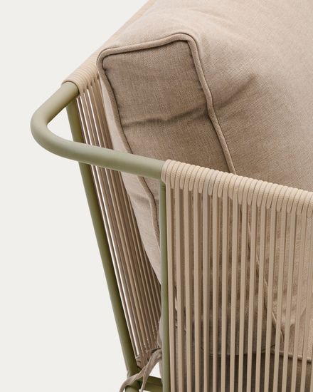 Уличный 2-х местный диван Zivia из веревки цвета экрю и стали зеленого цвета La Forma Испания