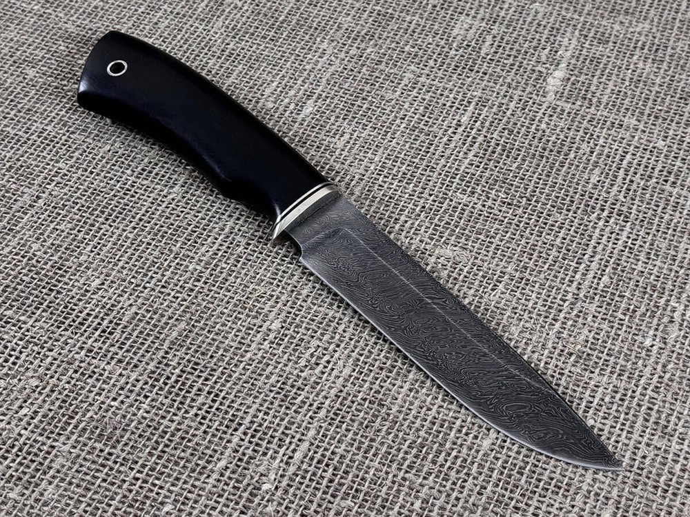 Нож "Скандинав", дамасская сталь, рукоять черный граб мореный