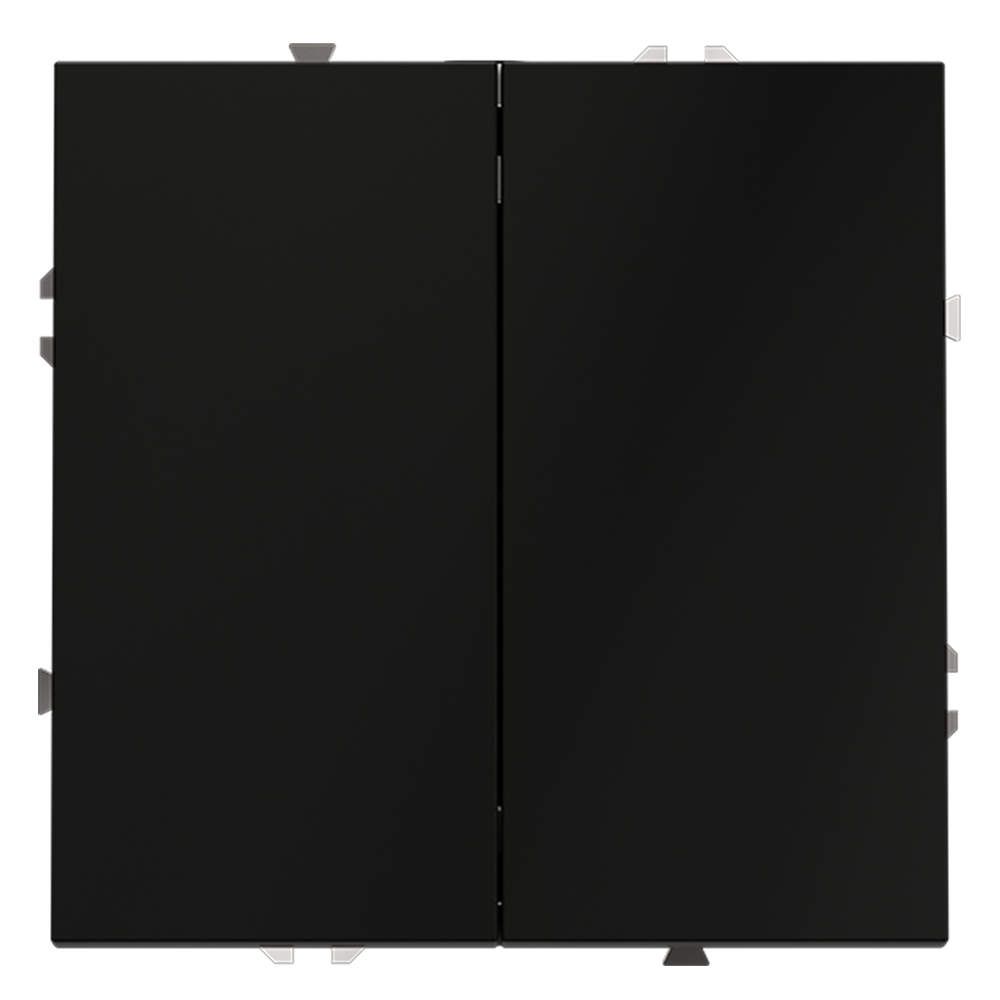 Выключатель с самовозвратом встраиваемый VOLTUM S70 двухклавишный 10А, (черный матовый)