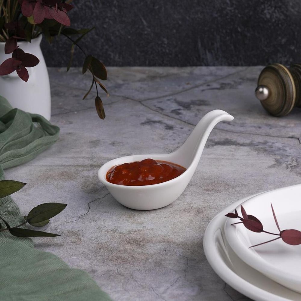 Ложка для комплимента 30 мл белая фарфор P.L. Proff Cuisine [6]