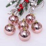 Новогодние шары 6 см (набор 6 шт) "Глянец", Розовое золото (Серпантин)