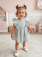 Платье из муслина для малышек «Цветочное», цвет голубой