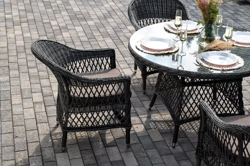 "Дольче" обеденная группа из искусственного ротанга, цвет графит