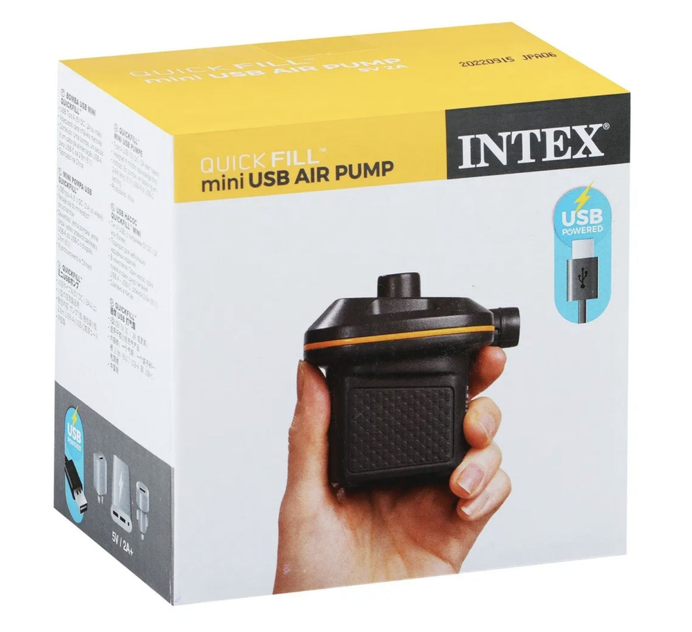 Насос электрический USB 5V, Intex Mini Quick-Fill 66635, насадки в комплекте.