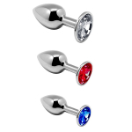 Набор из 3 серебристых анальных втулок со стразами Adrien Lastic Metal Plug Kit