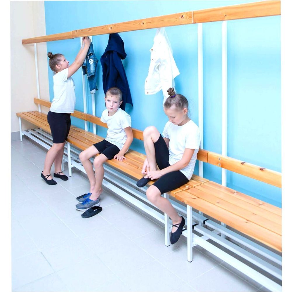 Скамья для раздевалок с вешалкой - односторонняя - 2м
