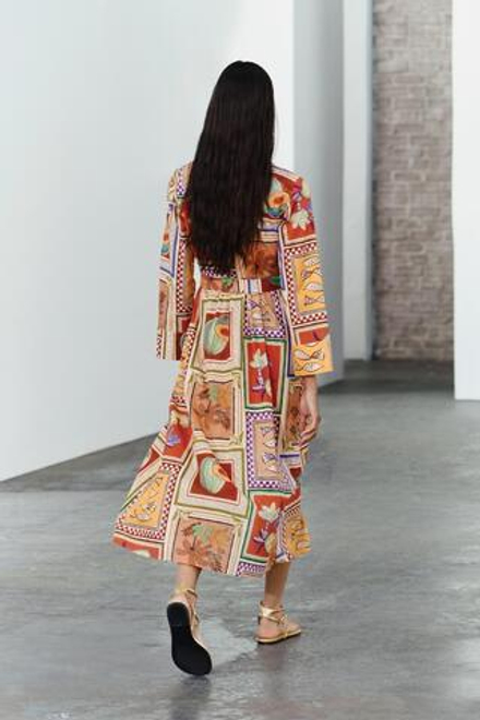 ZARA ПЛАТЬЕ-РУБАШКА С ПРИНТОМ — ZW COLLECTION, РАЗНОЦВЕТНЫЙ