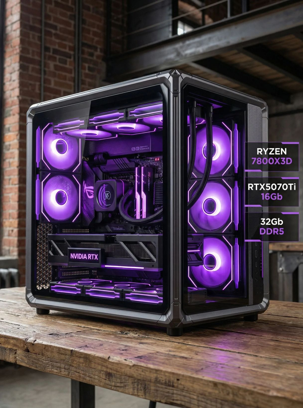 Игровой компьютер / RYZEN 7 7800X3D / NVIDIA RTX5070Ti / 32GB / DDR5 / SSD 3 ТБ / Windows 11 Pro