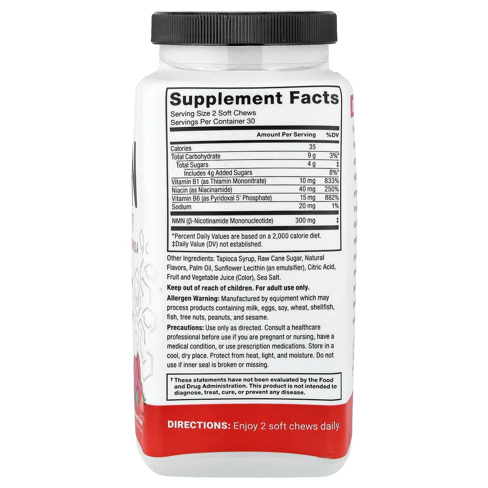 Force Factor, NMN, средство для долголетия и омолаживания, со вкусом клубники, 60 жевательных таблеток