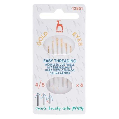 12851 (12351) Иглы ручные с упрощенным вдеванием Easy Threading №4-8, 6шт, PONY