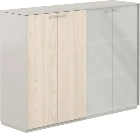 NZ-0305+NZ-0335.GS.YN.GLM / Шкаф средний + Шкаф средний со стеклом мат. GLM, обвязка GS, фасады YN / 1624х450х1200, обвязка GS, фасады YN, стекло матовое GLM
