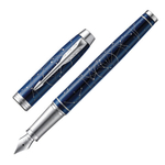 Ручка перьевая PARKER "IM Midnight Astral CT", корпус темно-синий, хромированные детали, черная, 2074147