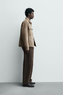 ZARA КУРТКА-РУБАШКА ИЗ ИСКУССТВЕННОЙ ЗАМШИ, ПЕСОЧНЫЙ