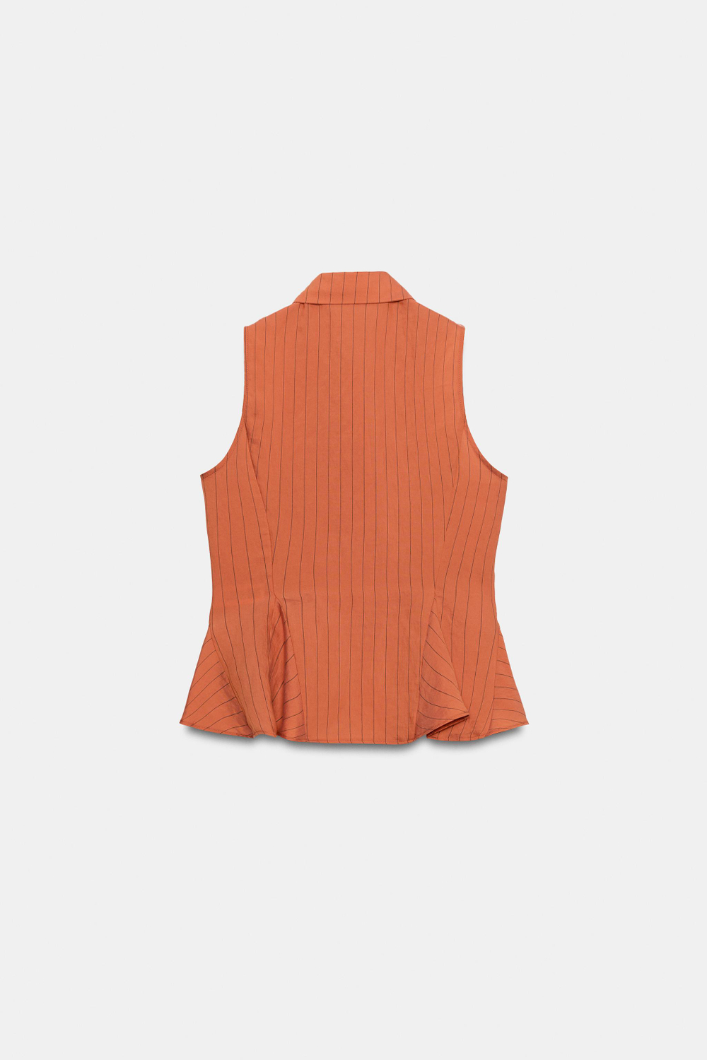 ZARA ЖИЛЕТ В ПОЛОСКУ С БАСКОЙ, МЕДНЫЙ