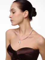 Чокер "Sea pearl cross pink" Silver