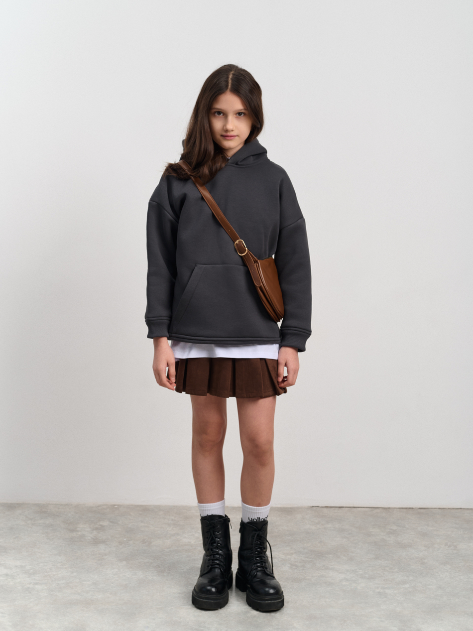 Толстовка с капюшоном для девочки  "Basic" темно-серый
