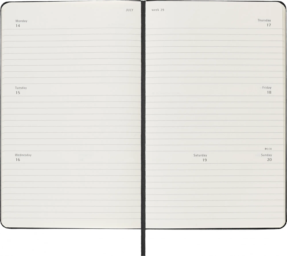 Еженедельник на 2025 год Moleskine Classic Weekly Horizontal (DHB12WH3) 13х21см твердая обложка черный