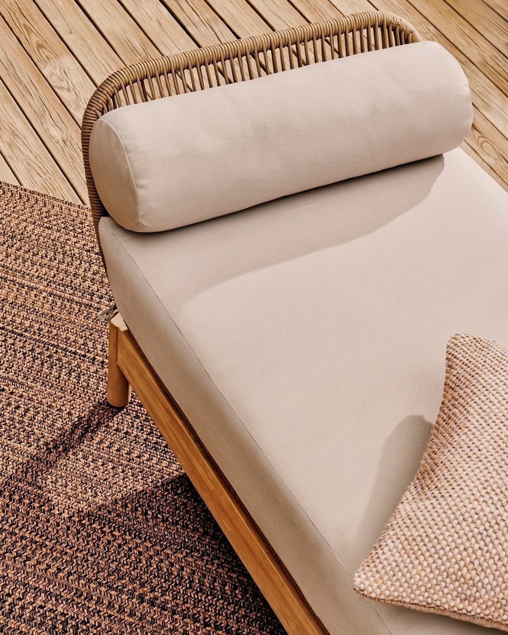 Catalina Шезлонг из светло-серой веревки и массива акации