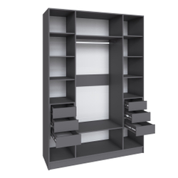 Шкаф Мадрид (1,6) с 6 ящ. внутри  без зеркала графит серый