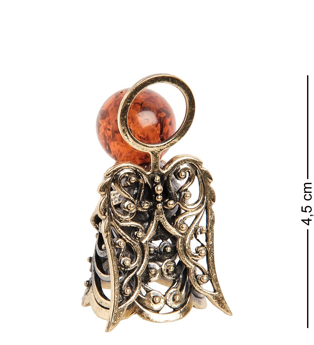 AM-2230 Фигурка «Колокольчик-Ангел» (латунь, янтарь)