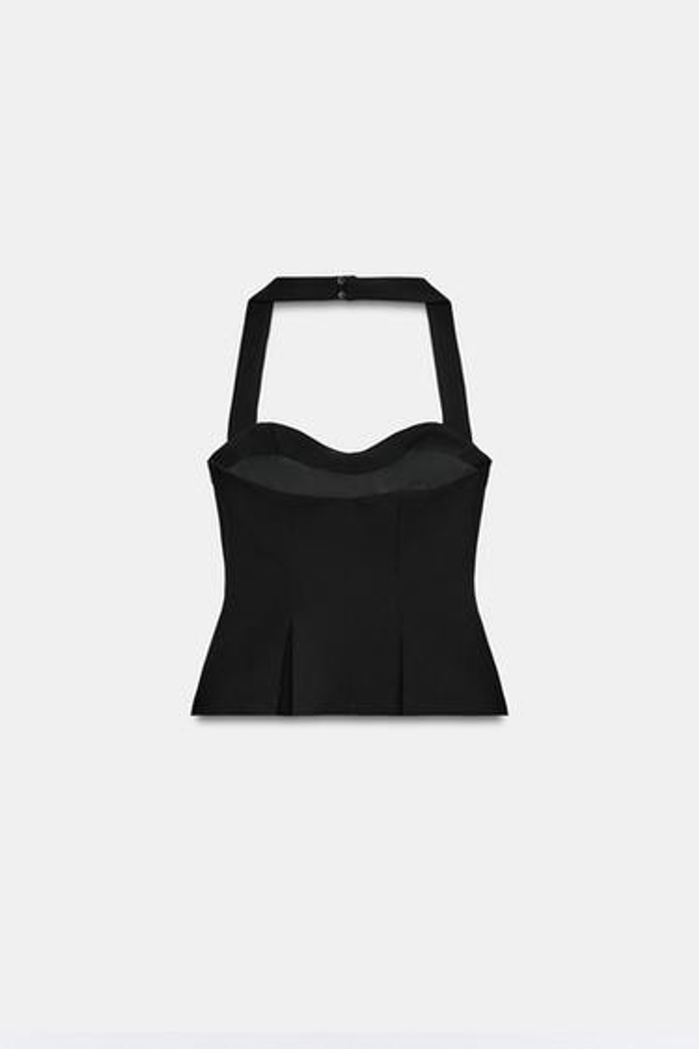 ZARA ТОП С ГОРЛОВИНОЙ ХАЛТЕР СО СКЛАДКАМИ, ЧЕРНЫЙ