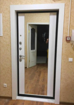 Дверь Входная Лабиринт ART Графит С зеркалом Максимум Белый софт