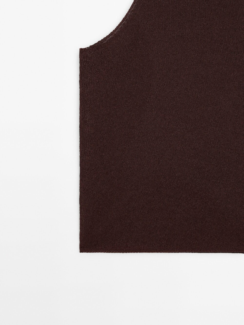 Massimo Dutti Трикотажный топ с горловиной халтер и деталями в рубчик, гранатовый