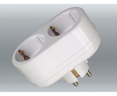 TOKER 2Т2 разветвитель (тройник) 2 розетка 16А белый, земля (линейный) ГУ (80шт)