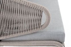 "Милан" диван 2-местный плетеный из роупа, каркас алюминий светло-серый (RAL7035) муар, роуп серый меланж круглый, ткань светло-серая