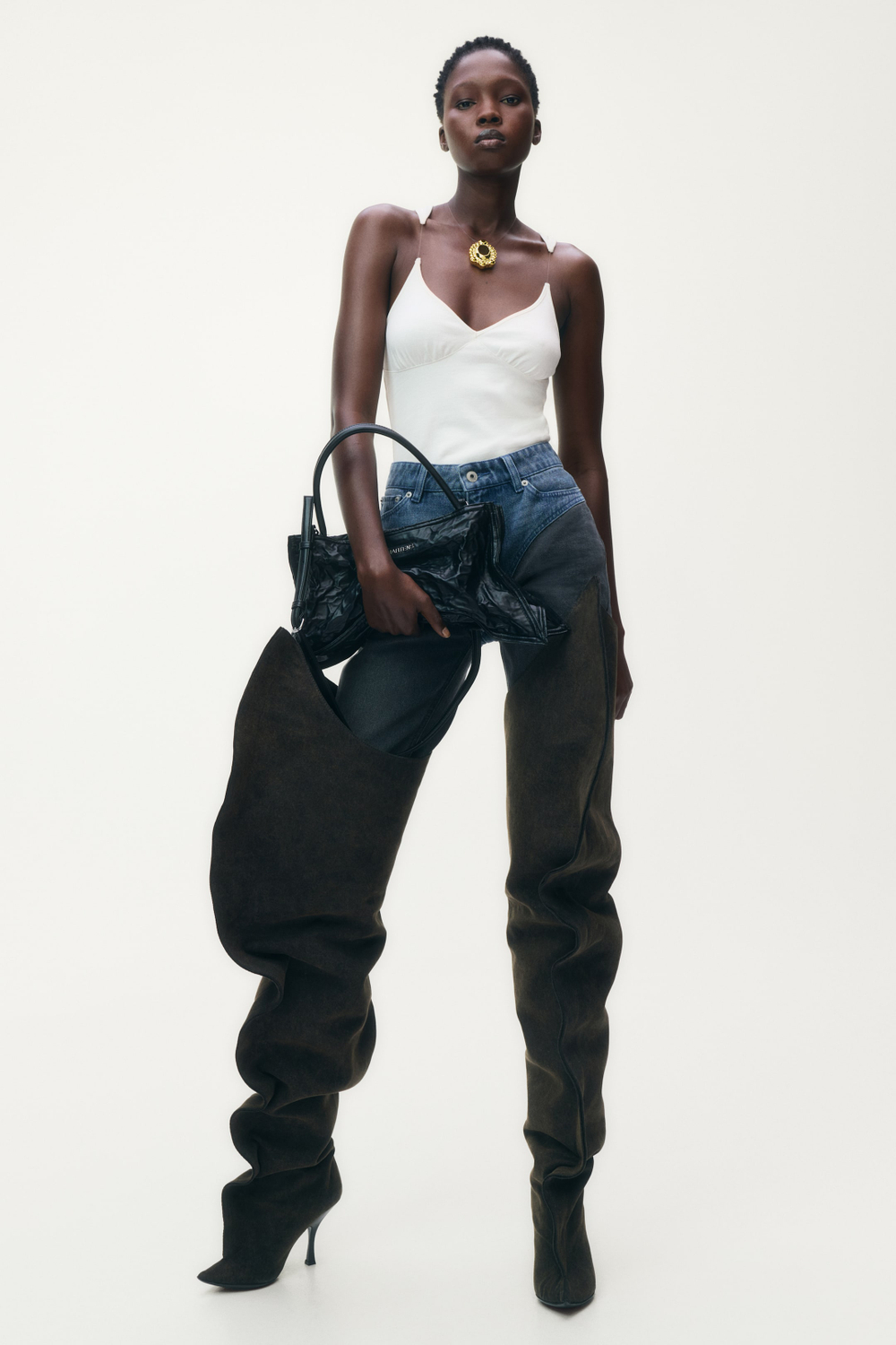 H&M - Glenn Martens Топ без рукавов в рубчик, белый