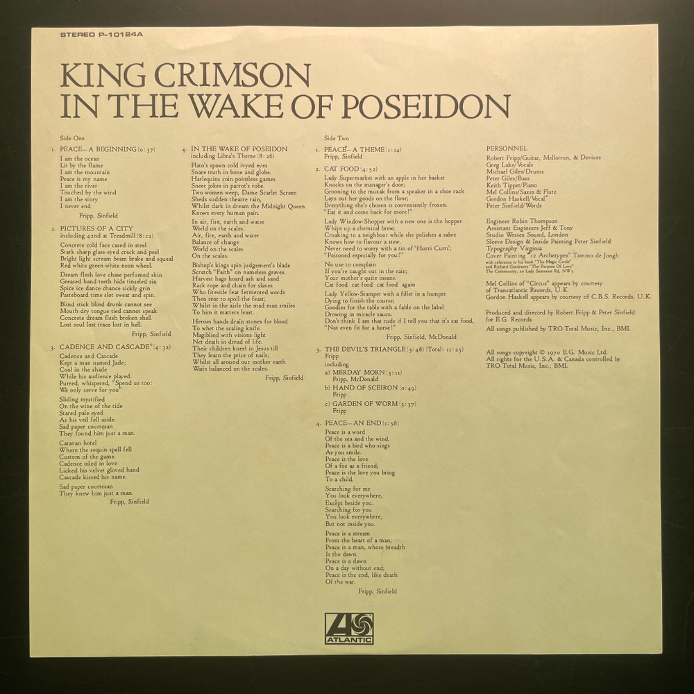 King Crimson ‎– In The Wake Of Poseidon (Япония 1976г.)