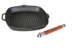 Сковорода чугун. гриль 240х240 со съемной ручкой без крышки Биол 10241