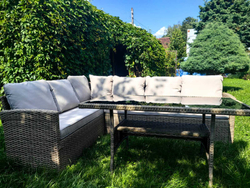 Обеденная группа плетеной мебели Албания «Albania» с подушками Greige