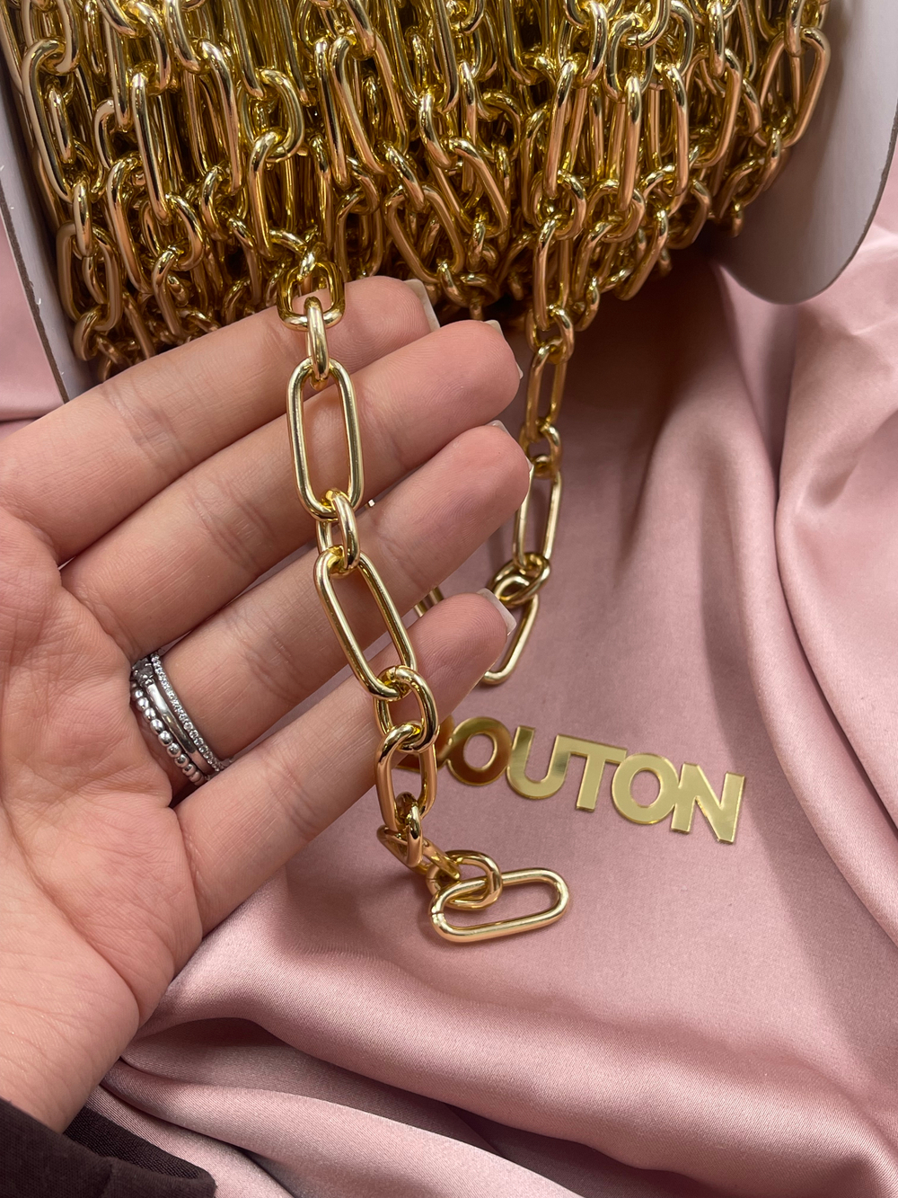 Цепь золотистая овальная чередующиеся звенья