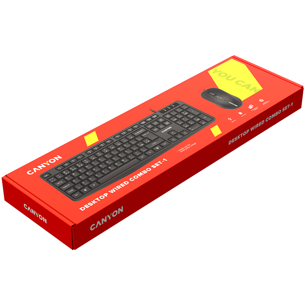 CANYON SET-1 EN/RU Keyboard+Mouse Wired Black