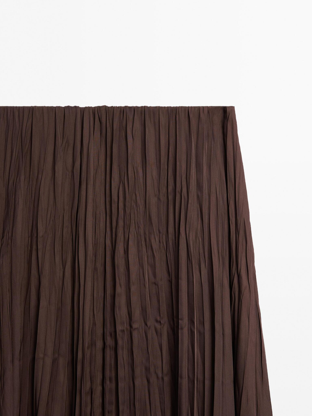 Massimo Dutti Длинная плиссированная юбка из струящейся ткани, коричневый