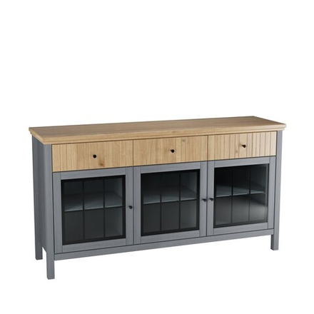 Тумба «Сканди» 3 стеклянные двери и 3 ящика серый 7046/антик