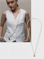 Колье "Pure" White Very Long из перламутра Gold