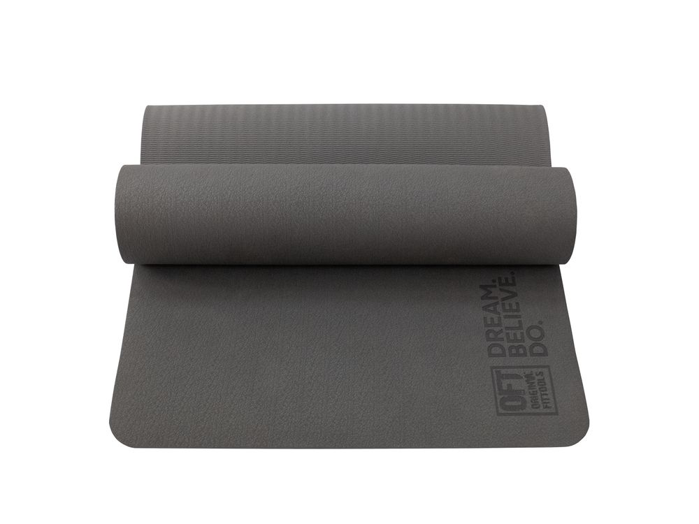 Коврик для йоги и фитнеса 185 х 80 см толщина 8 мм TPE серый