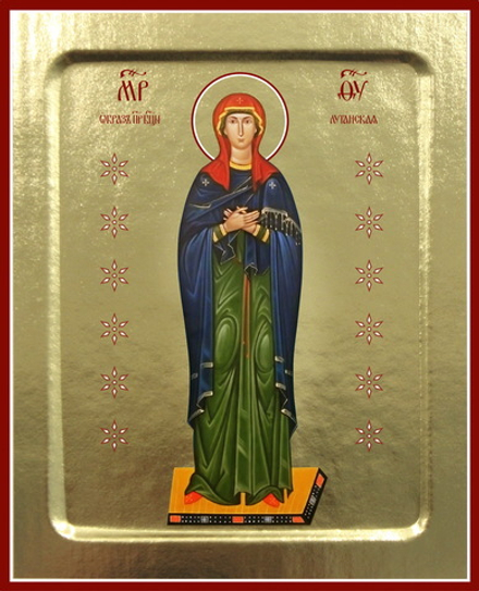 Икона Пресвятой Богородицы, Луганская на дереве: 125 х 160 (Синопсисъ)