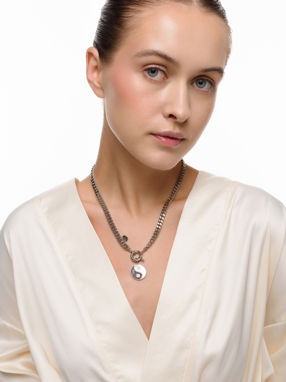 Цепь "Yin Yang" с перламутром Silver