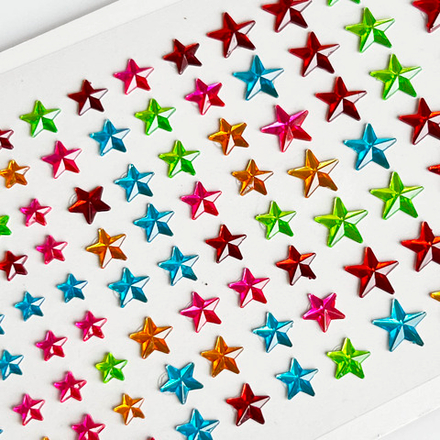 Стразы самоклеющиеся звездочки 101 шт разноцветные