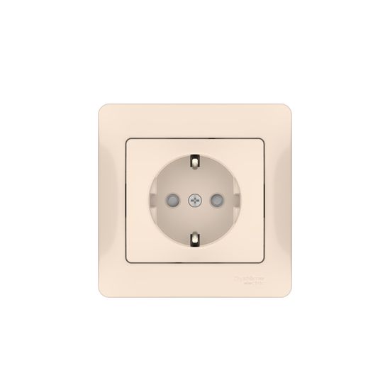 Розетка Glossa 16А с заземл. защ. шторки быстрозажим. клем. в сборе беж. SE GSL000244S