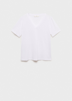 Хлопковая футболка с V-образной горловиной