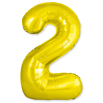 Шар фольгированный Цифра 2 101 см (Золотой)