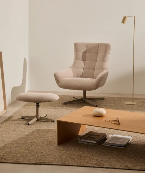 Крутящееся кресло Teryl, бежевый шенилл, серая ножка