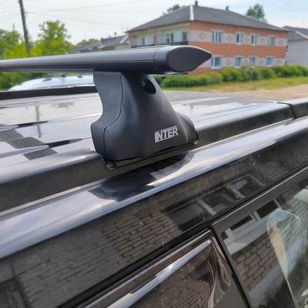 Багажник Интер Спектр на крышу Nissan X-Trail T30, T31 (Без фонарей) в штатные места чёрнве крыловидные дуги 120 см.
